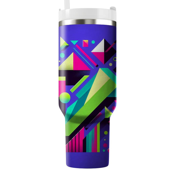 Geometric Neon Patterns  Personalized Tumblers