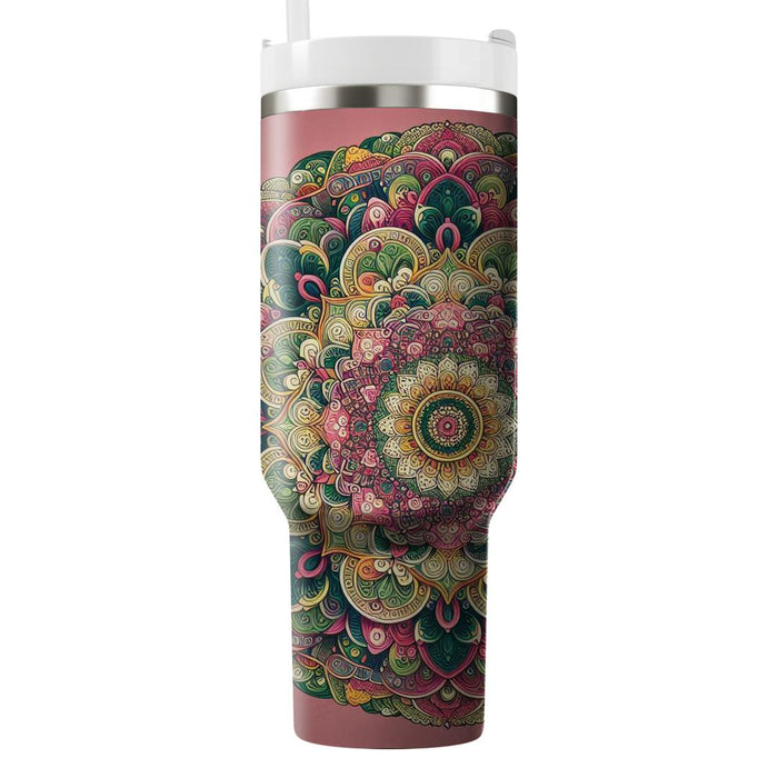 Whimsical Floral Mandala  Tumbler Cups