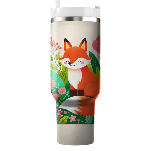 Whimsical Fox In Flowers  Personalized Tumblers