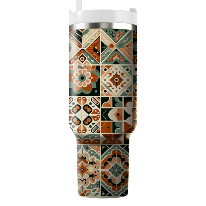 Vintage Bohemian Mosaic  Tumblers With Lids