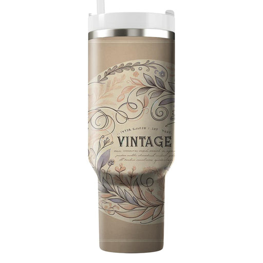 Vintage Floral Script  Insulated Tumblers