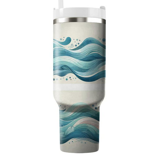 Artistic Watercolor Waves  Insulated Tumblers