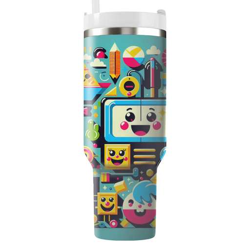 Colorful Retro Cartoon Wall Art Custom Tumblers