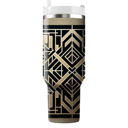 Stylized Geometric Grid  Tumblers With Lids