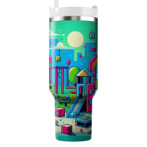 Vibrant Pixel Playground  Custom Tumblers