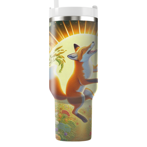 Joyful Fox In The Meadow  Tumblers With Lids