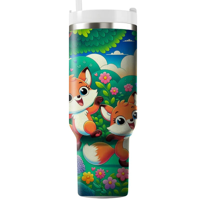 Whimsical Foxes And Flowers  Decorative Tumblers