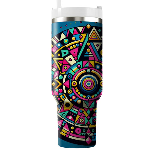 Vibrant Geometric  Tumblers With Lids