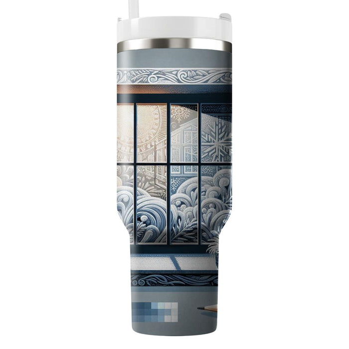 Winter Frosted Windowpane  Decorative Tumblers