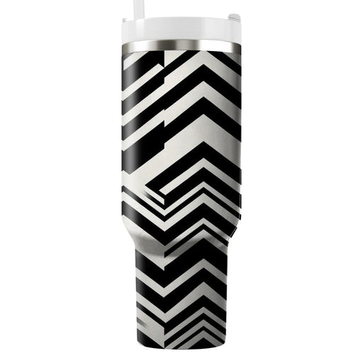 Sleek Black And White Zigzags  Custom Tumblers