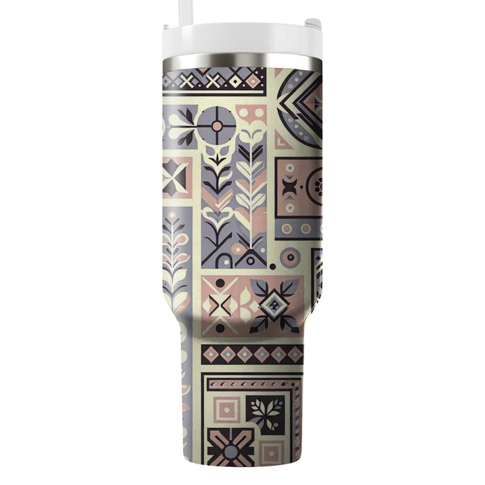 Vintage Geometry Bloom  Personalized Tumblers