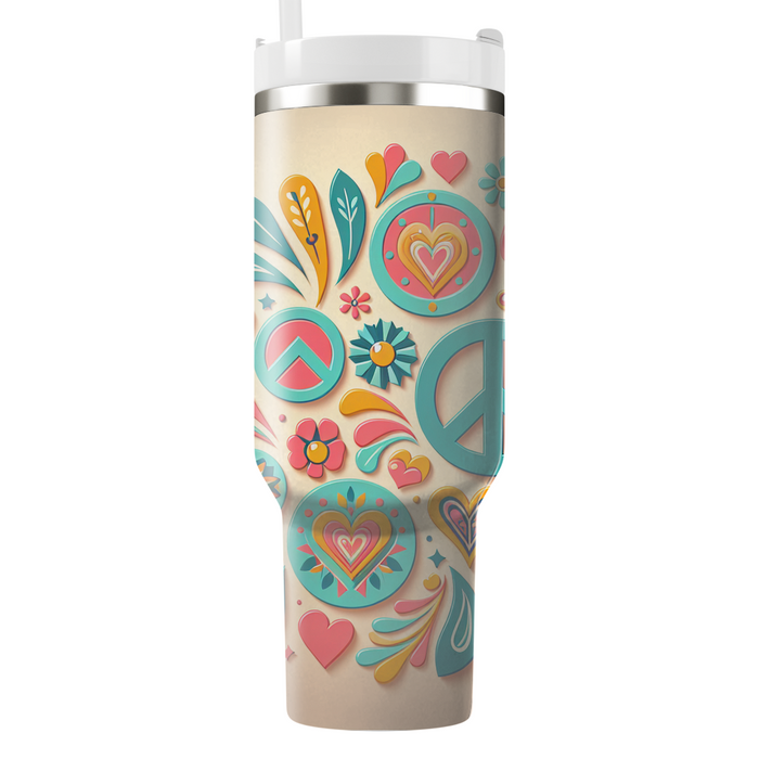 Retro Peace And Love  Custom Tumblers