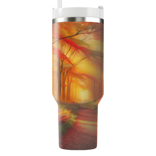 Autumn Woodland Path  Personalized Tumblers