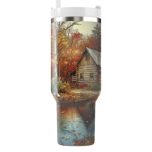 Autumn Cozy Cabin  Tumblers With Lids