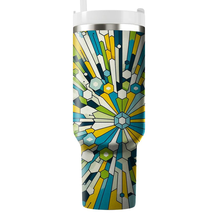 Geometric Hexagon Burst  Tumblers With Lids