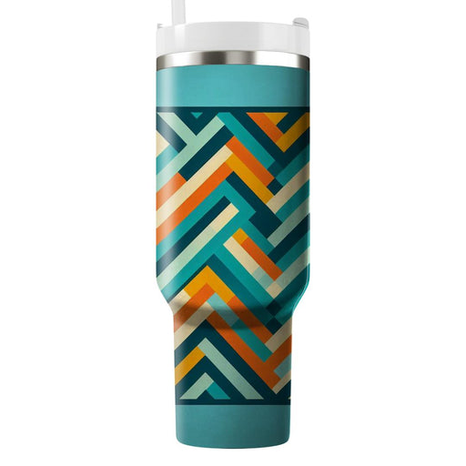 Geometric Chevron Color Block  Travel Tumblers