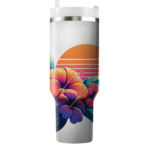 Sunset Hibiscus Harmony  Unique Tumblers