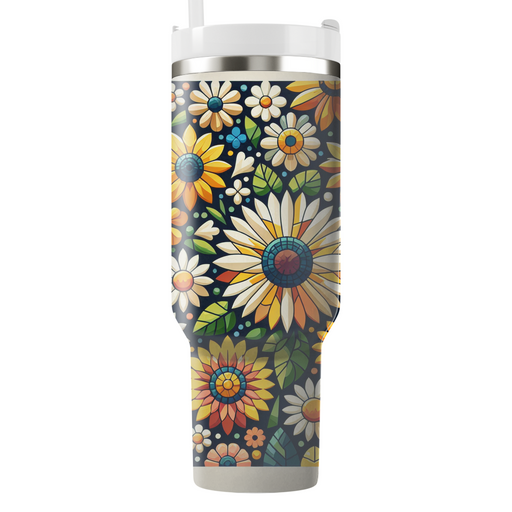 Sunny Days Floral Mosaic Decorative Tumblers