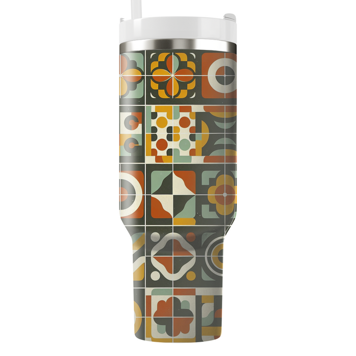 Retro Groovy Tiles Tumblers With Lids