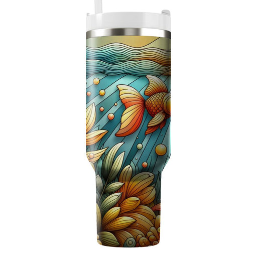 Whimsical Goldfish Pond  Unique Tumblers