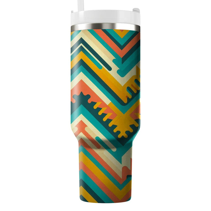 Zigzag Retro Vibes  Tumblers With Lids