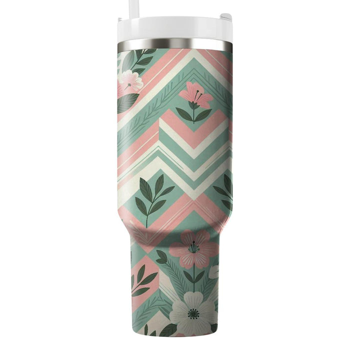 Floral Chevron Pattern  Personalized Tumblers