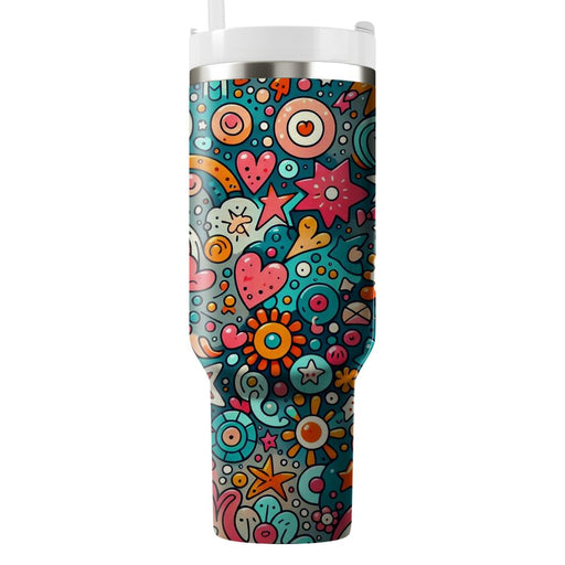 Funky Doodle Paradise  Tumbler Cups