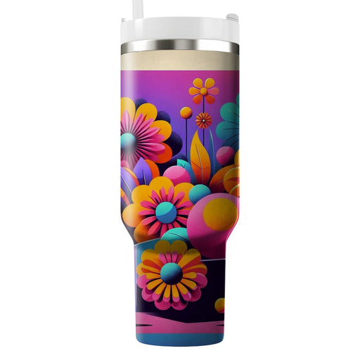 Vibrant 80s Floral  Decorative Tumblers