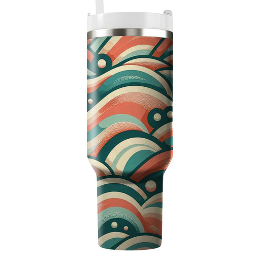 Retro Dotted Waves  Travel Tumblers