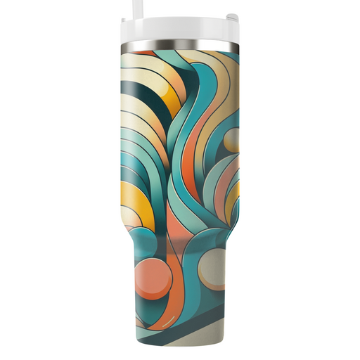 Abstract Waves And Curves Travel Tumblers