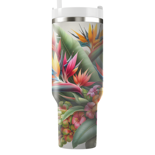 Vibrant Tropical Flora  Tumblers With Lids