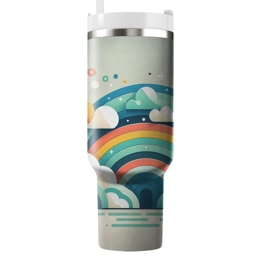 Whimsical Clouds And Rainbows  Tumbler Cups