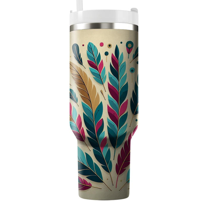 Vibrant Feathered  Travel Tumblers