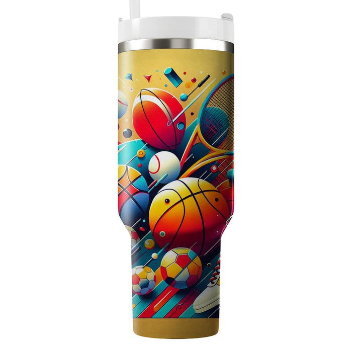 Vibrant 80s Sports  Travel Tumblers