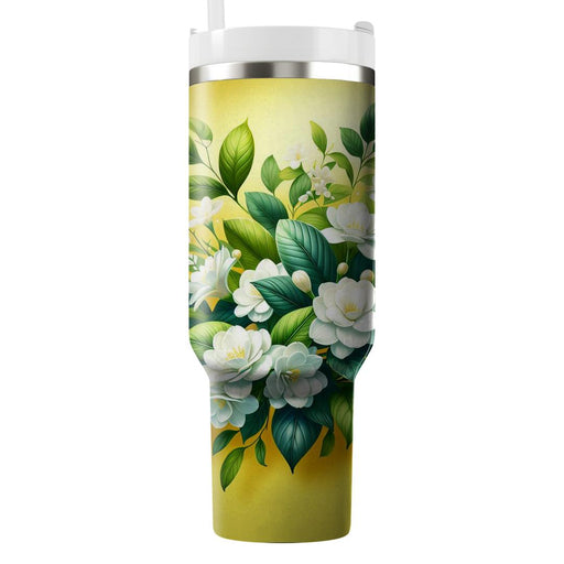 Vibrant Gardenia Delight  Tumblers With Lids