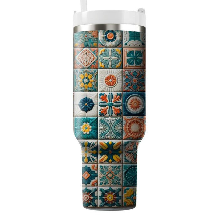 Funky Retro Tiles  Travel Tumblers