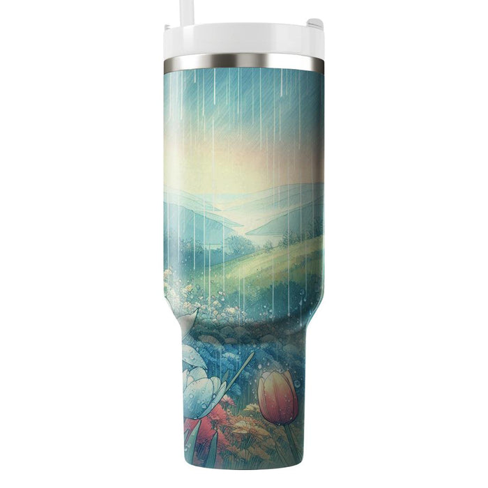 Spring Raindrop Renewal Tumblers With Lids