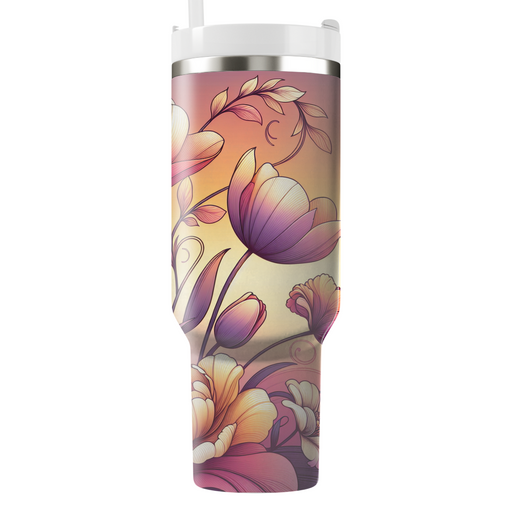 Sunset Floral Serenity  Unique Tumblers