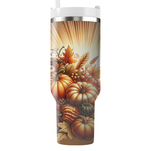 Autumn Harvest Cornucopia  Personalized Tumblers