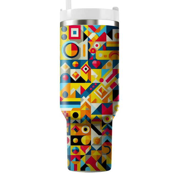 Colorful Patchwork Geometric  Tumblers With Lids