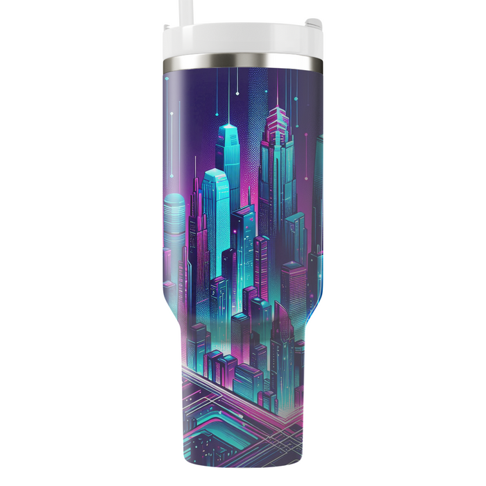 Futuristic Neon Skyscrapers  Personalized Tumblers