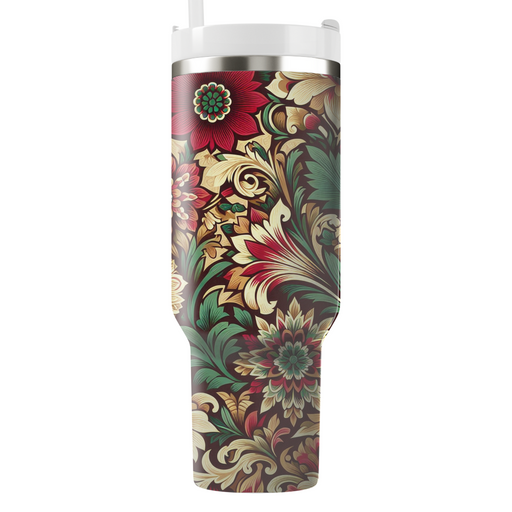 Retro Floral Tapestry Travel Tumblers