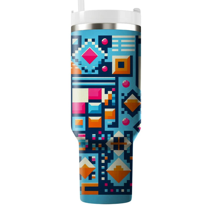 Retro Arcade Geometry  Travel Tumblers