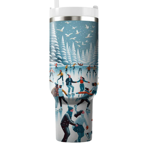 Winter Ice Skating Joy  Travel Tumblers