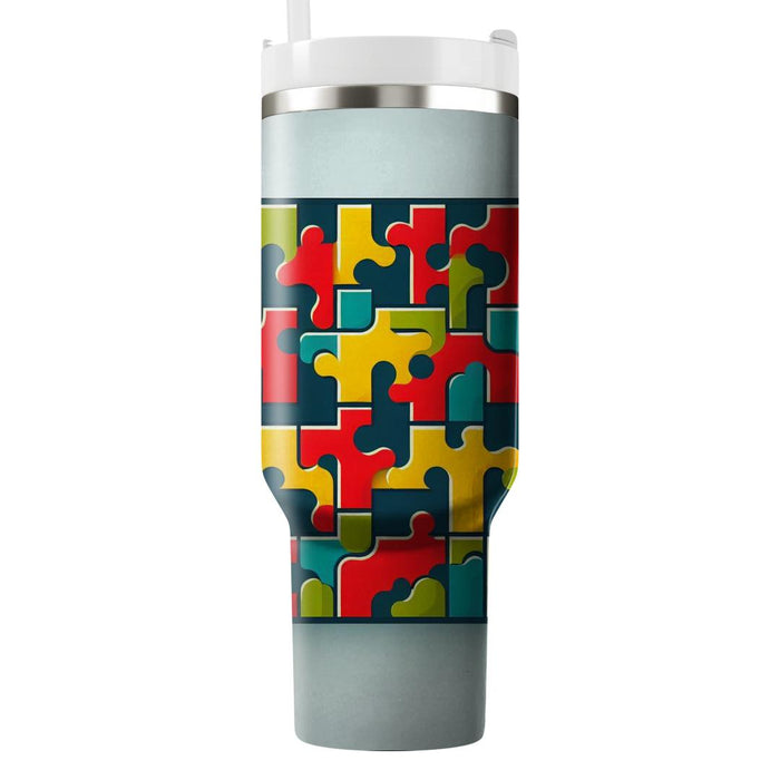 Geometric Puzzle Pattern  Personalized Tumblers