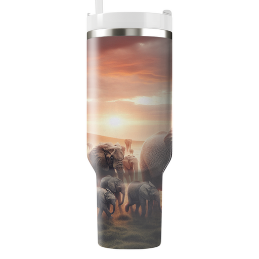 Majestic Elephant Family  Tumblers With Lids