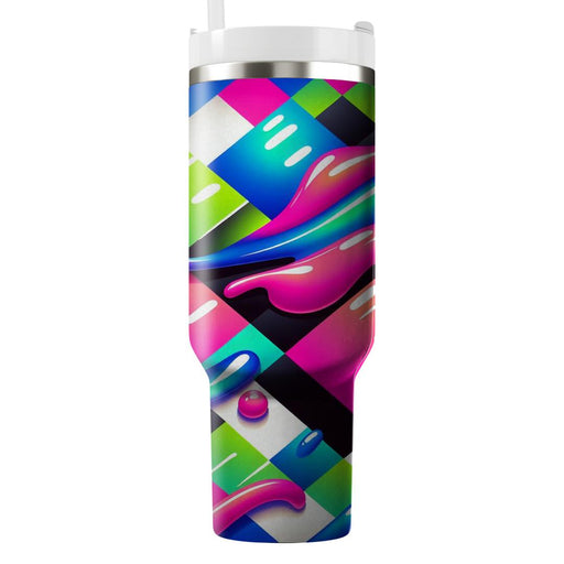 Vibrant 80s Checkerboard  Unique Tumblers