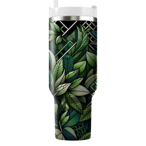 Tropical Foliage Lattice  Personalized Tumblers