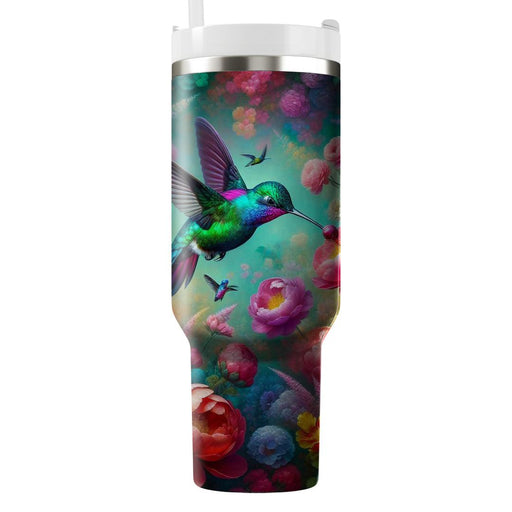 Vibrant Hummingbird Garden  Personalized Tumblers