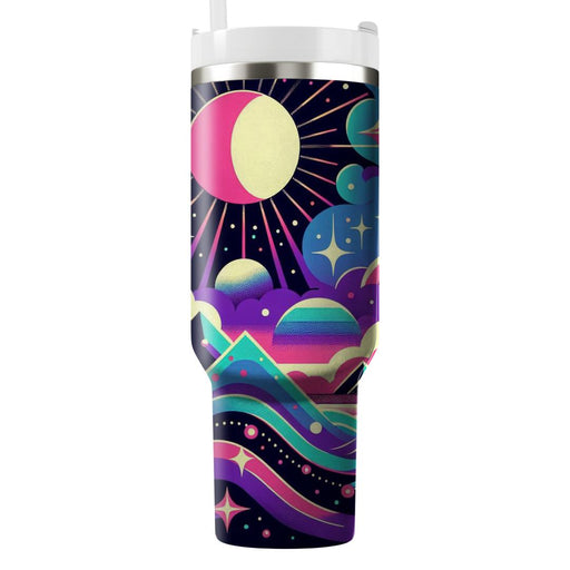 Retro Futuristic Landscape  Unique Tumblers